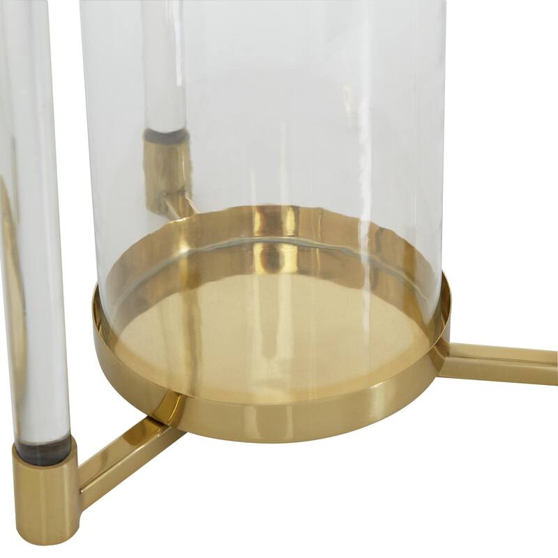 Stainless Steel Metal Decorative Candle Lantern with Acrylic Accents - Gold - Roche River Decor