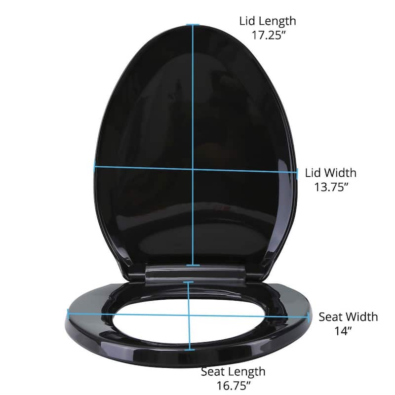 Black Plastic Elongated Toilet Seat Slow Close Toilet Seat Lid with Non Slip Seat Bumpers (Set of 2) Renovators Supply