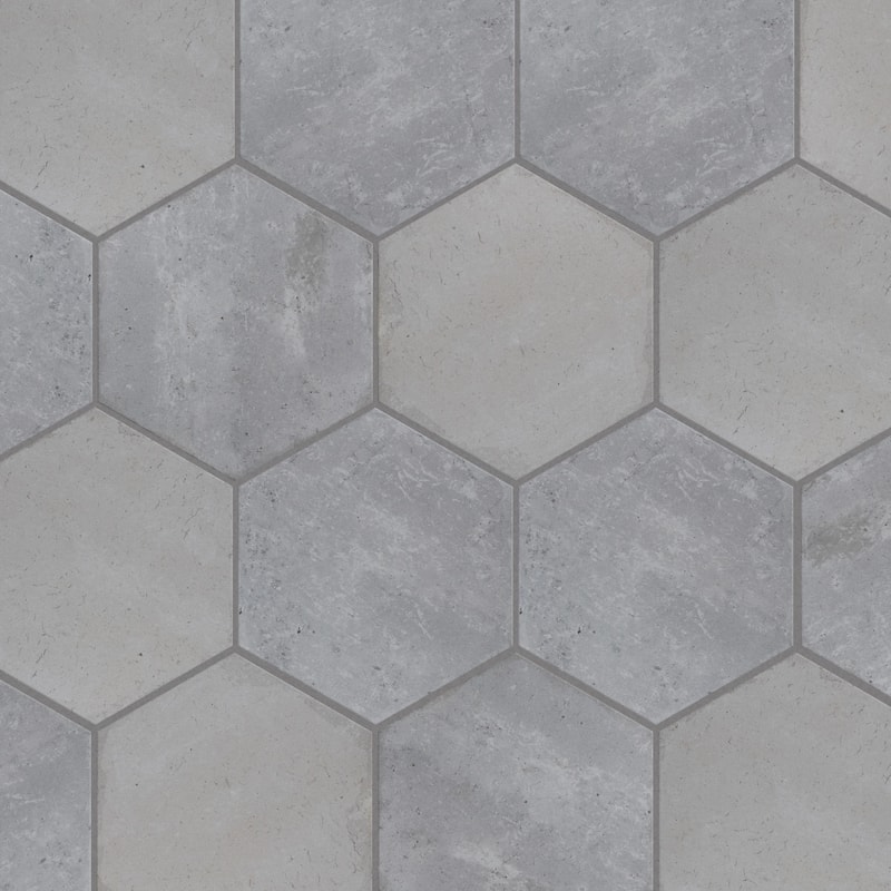 Merola Tile Brickyard Hex White 8-1/2" x 9-7/8" Porcelain Floor and Wall Tile