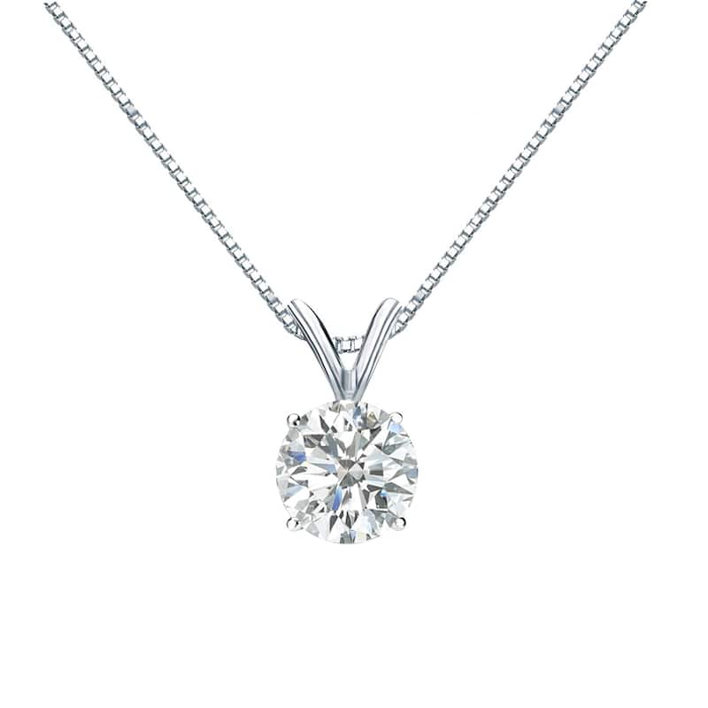 Auriya 14k Gold 3/4ctw Round Solitaire Diamond Necklace (H-I, SI1-SI2)