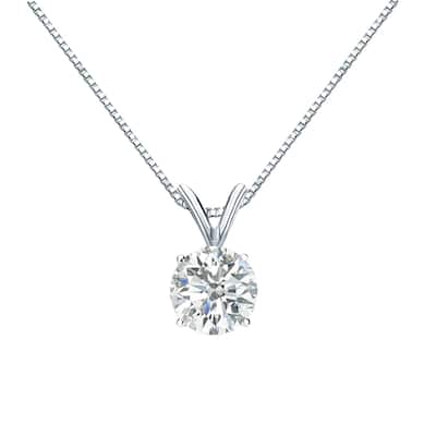 Auriya 14k Gold 3/4ctw Round Solitaire Diamond Necklace (H-I, SI1-SI2)