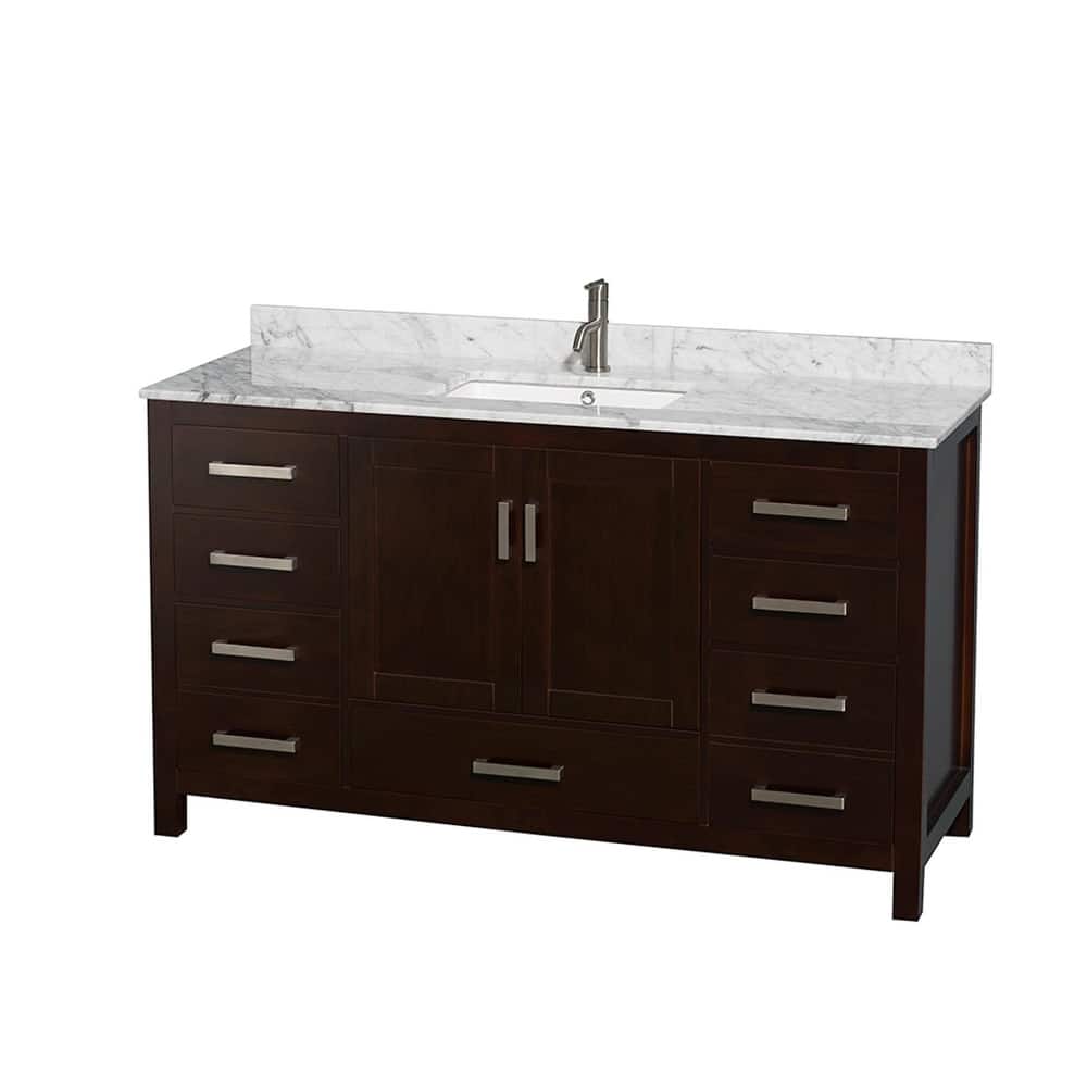 Wyndham Collection Sheffield 60" Freestanding Vanity Set with Hardwood