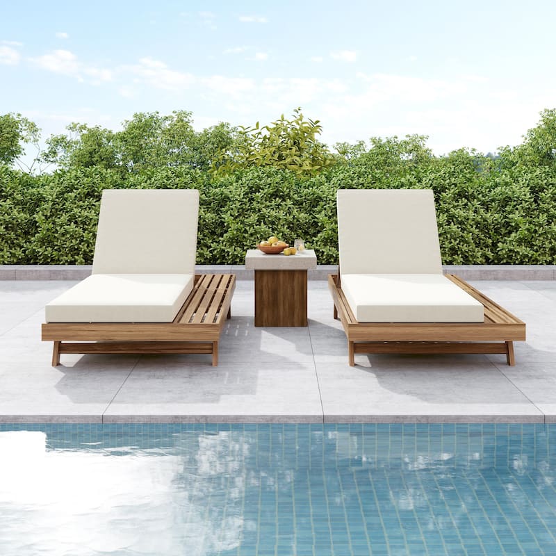 Christopher Knight Home - Ravello Modern Outdoor Acacia Wood 4-Position Adjustable Chaise Lounge with Thick Cushion - 79"L