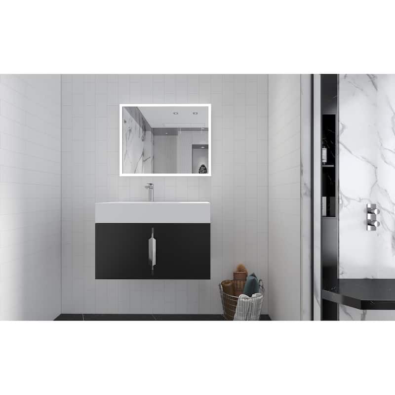 Amazon 30" Wall Mounted Bathroom Left Basin Vanity Set w/ White Top