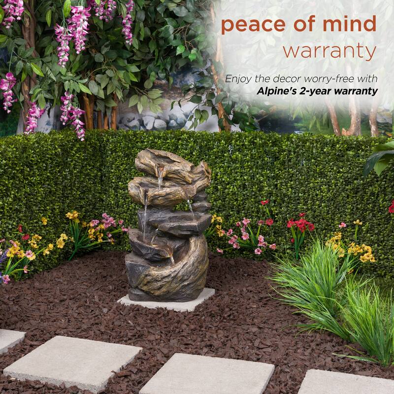 Cascading Rock Fountain with Warm White LED
