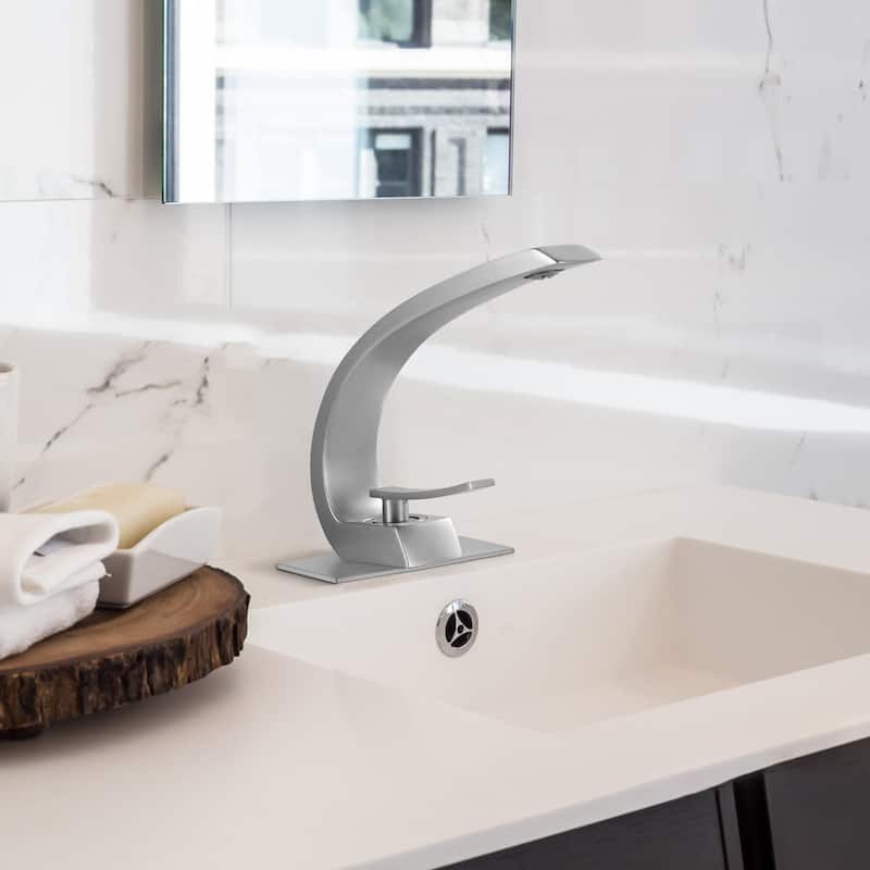 Rbrohant 7"H Single-Handle Bathroom Faucet with Deckplate, Vessel Faucet for Bathroom