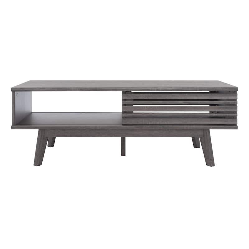 SAFAVIEH Rori Mid-Century 1-Shelf Walnut Coffee Table - 46" W x 23" D x 16" H - Distressed Black