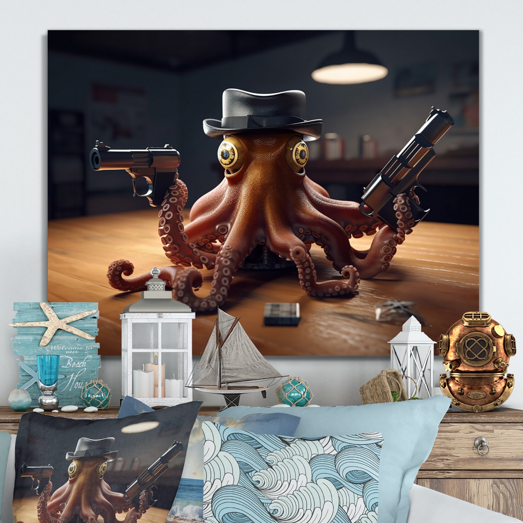 Designart Mobster Octopus With Hat Animal Octopus Metal Wall Art - Bed  Bath u0026 Beyond - 38152417