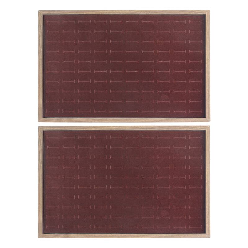 Set of 2 Stackable Velvet Jewelry Organizer Trays with Removable Dividers for Drawers, Jewelry Organizer Drawer Display Storage - Ring Tray