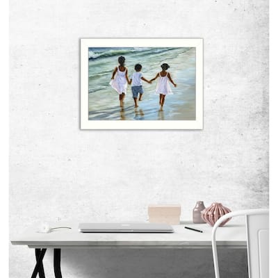 TrendyDecor4U Contemporary "Running on the Beach" Framed Print Wall Art by Georgia Janisse