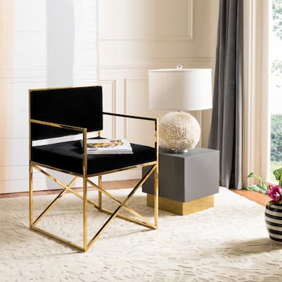 Safavieh Couture High Line Collection Kian Black/ Gold Velvet Glam Director's Chair