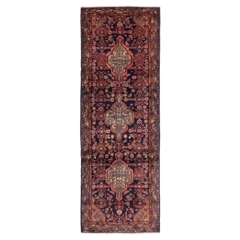 ECARPETGALLERY Hand-knotted Konya Anatolian Dark Navy Wool Rug - 3'10 x 11'7