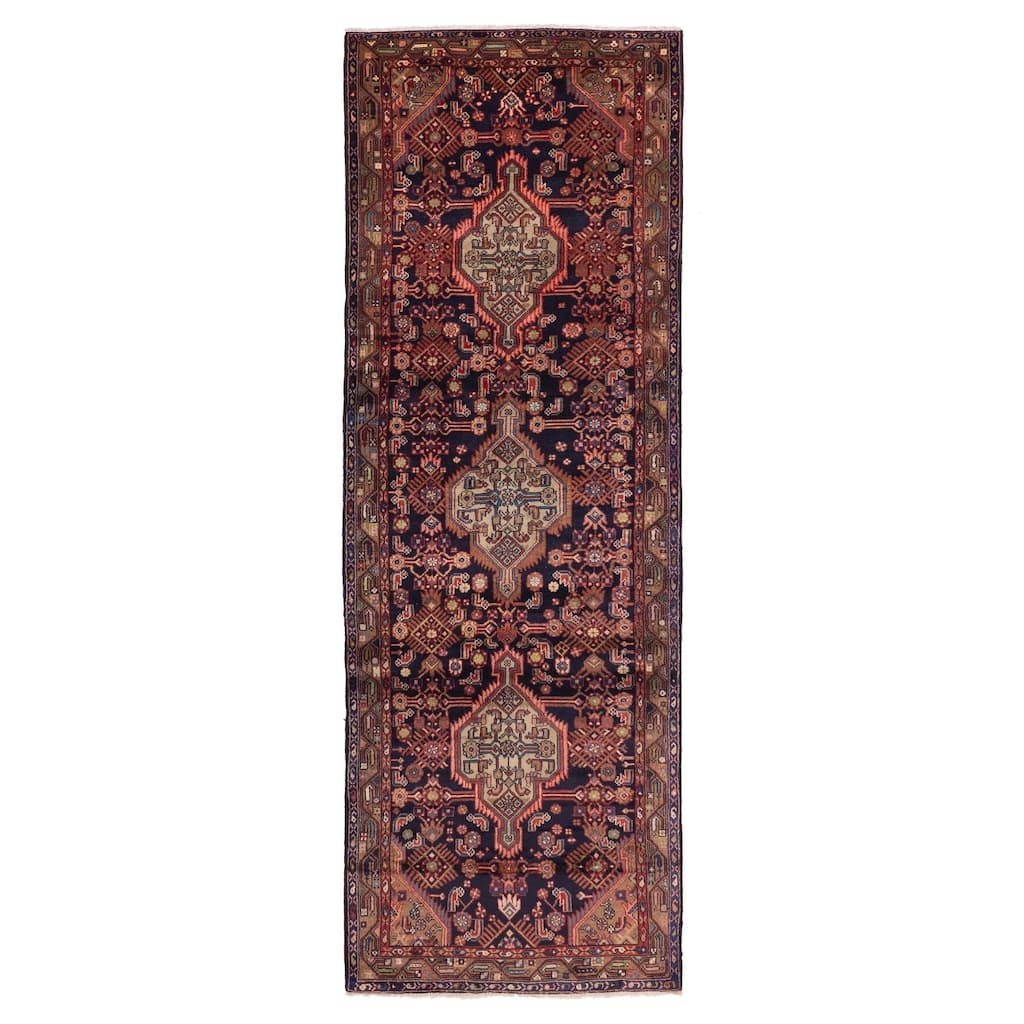 ECARPETGALLERY Hand-knotted Konya Anatolian Dark Navy Wool Rug - 3'10 x 11'7