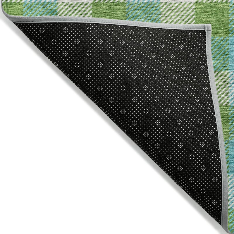 Machine Washable Indoor/ Outdoor Plaid Chantille Rug