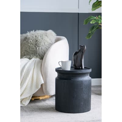 14" Minimalist Sculptural Side Table, Solid Wood