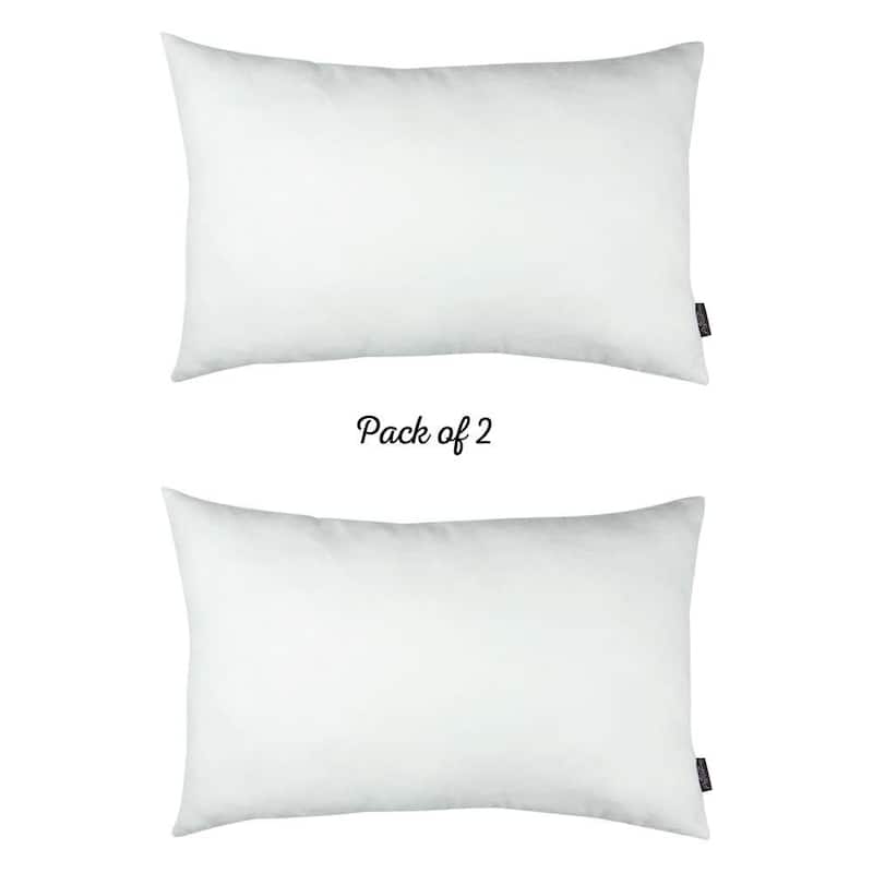 Set of 2 White Modern Lumbar Throw Pillows