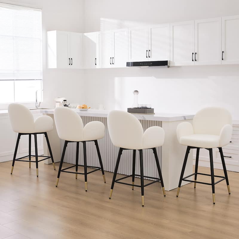 Upholstered Swivel Counter Stools with Arms Set of 2 - 38.6"H * 22.83"W * 22.83"D