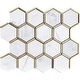 preview thumbnail 2 of 9, TileGen. Natural Bianco 3" x 3" Honeycomb Hexagon Metal and Marble Mosaic Tile in Gold/White Wall Tile (10 sheets/9.7sqft.)