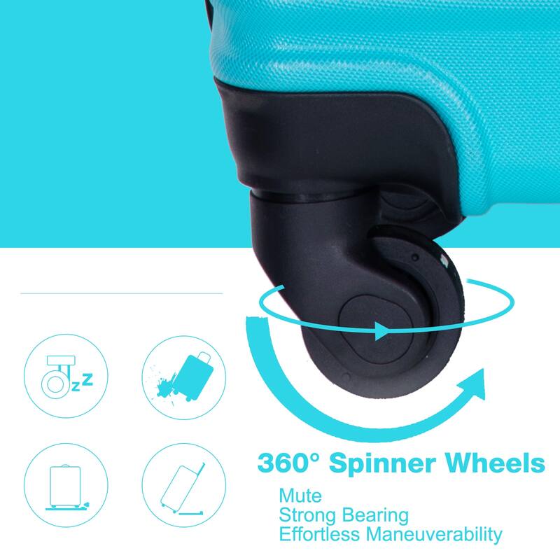 Luggage Sets Wear-Resistance Lightweight Suitcase Spinner Wheels, 3 Piece Hardside Suitcase with Two Hooks and TSA Lock