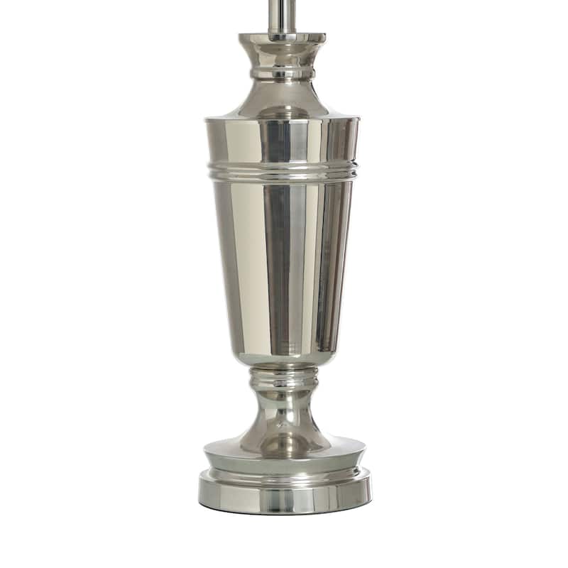 Steel Table Lamp With Urn Base Shape - Polished Nickel Shade - Off-White Shade