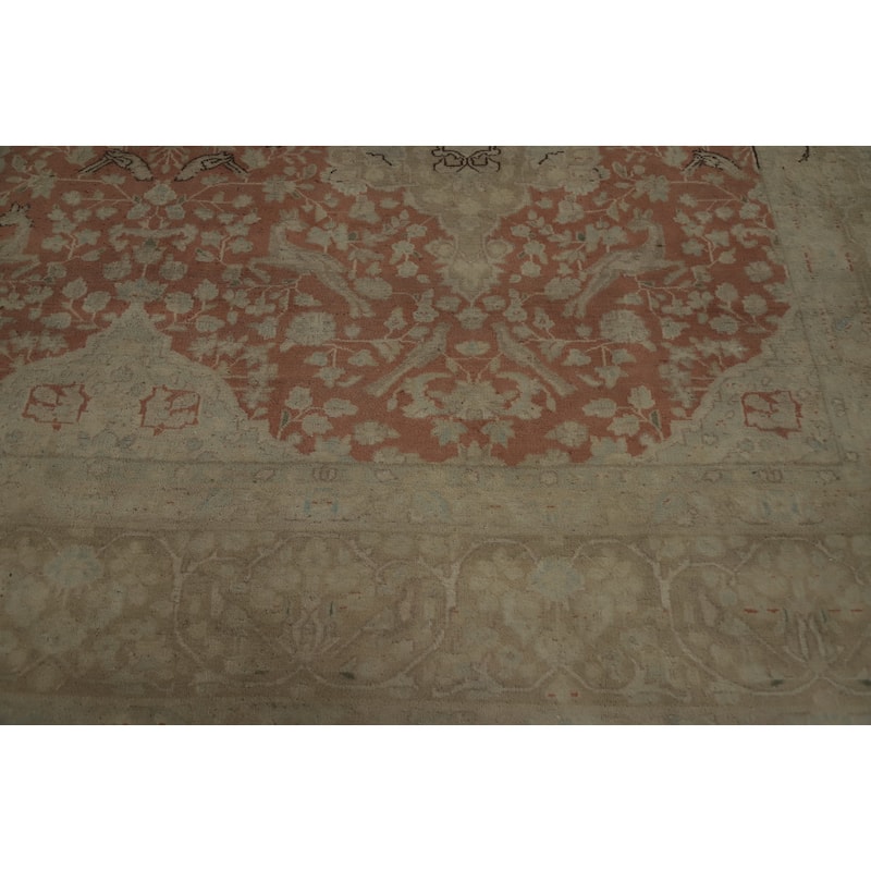 Hand Knotted Oriental 100% Wool Carpet Traditional Floral Pink Kerman Area Rug - 12' 8'' X 9' 8''
