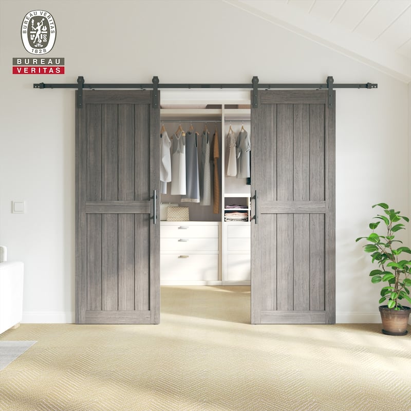 Sanding 30in./32in./36in./42in./48in.x 84in.MDF Barn Door With Sliding Hardware Kit ,Covered with Water-Proof PVC Surface
