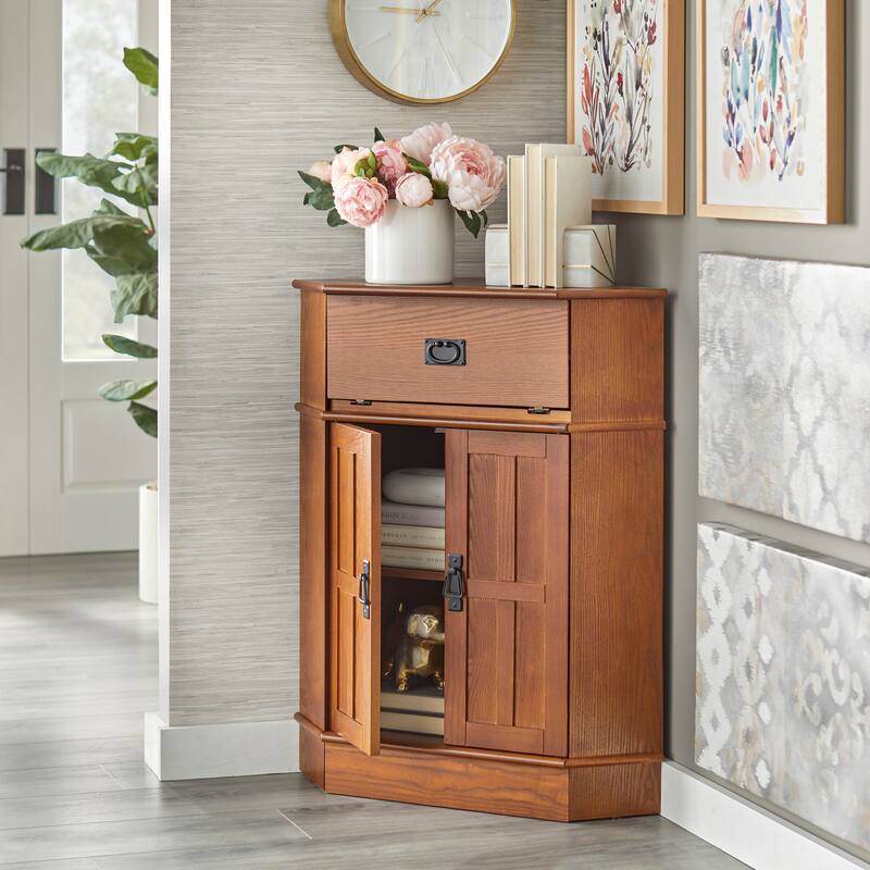 Simple Living Mission Wood Corner Cabinet - 34"h x 24"w x 18"l