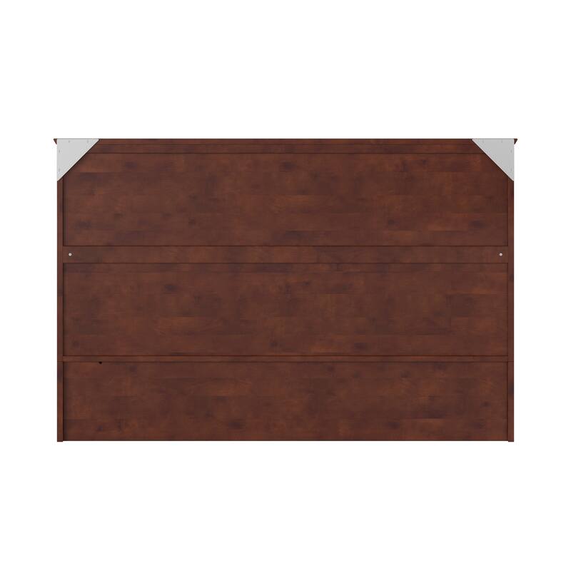 Aspen Queen Murphy Bed Chest with 6" Mattress, Storage Drawer & Built-In Charger in Walnut
