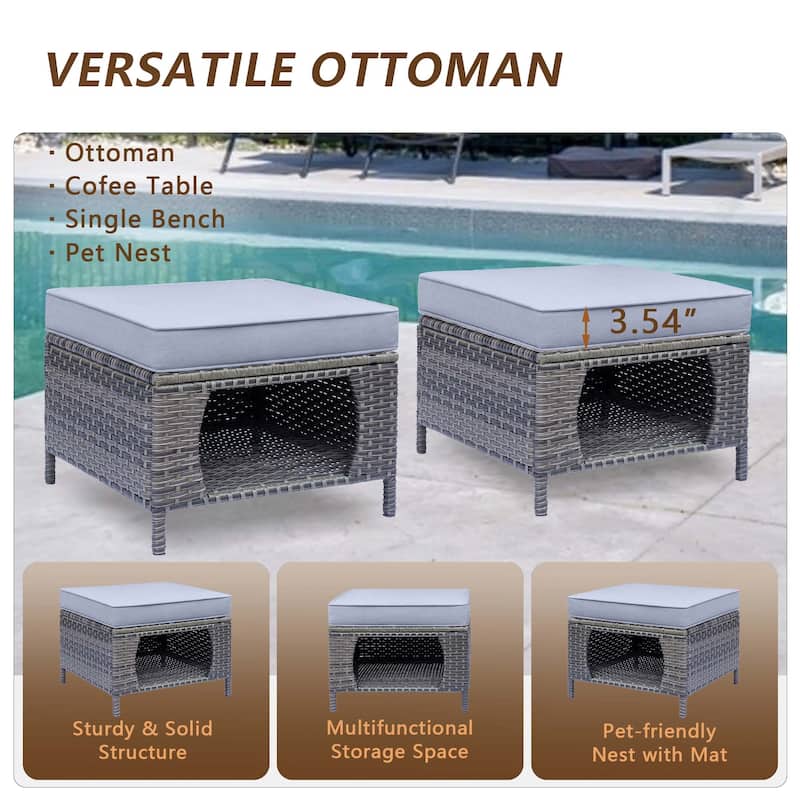 11 Piece Rattan Wicker Outdoor Patio Furniture with Swivel Chairs Set