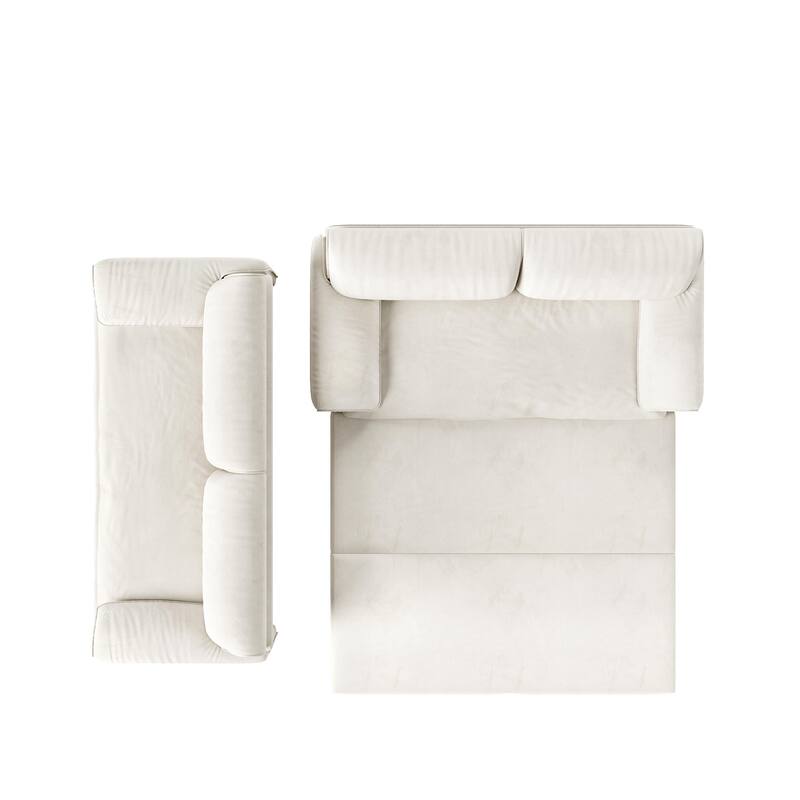 66" 3-in-1 Convertible Beige Velvet Sleeper Sofa Bed with Side Storage