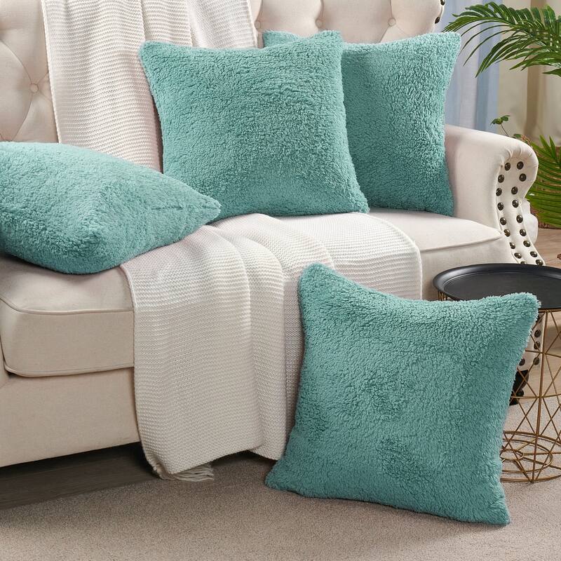 Accent Sherpa Pillow Cover Set of 4 20Inch x 20Inch, NO INSERT