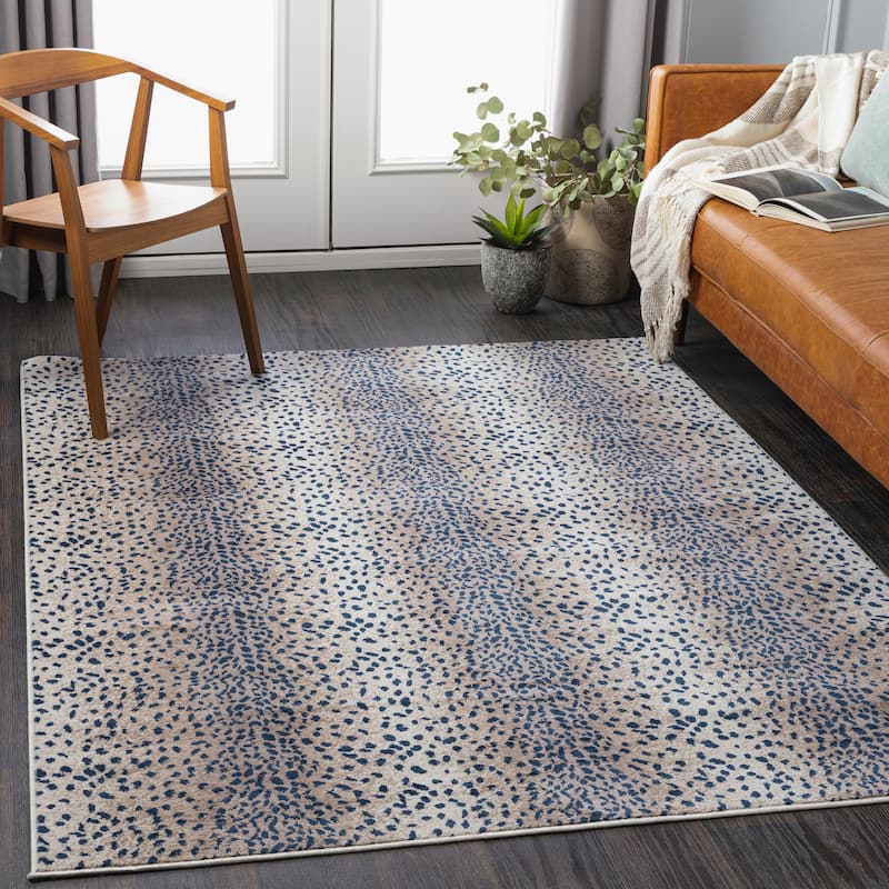 Livabliss Ellesia Antelope Stripe Area Rug - 7' 10" x 10' - Navy/Camel - Rectangle