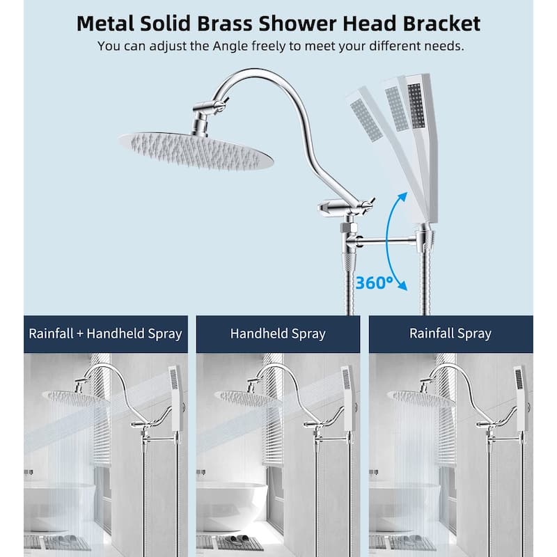 10-Inch All Metal High Pressure Rain Shower Head With Handheld Combo