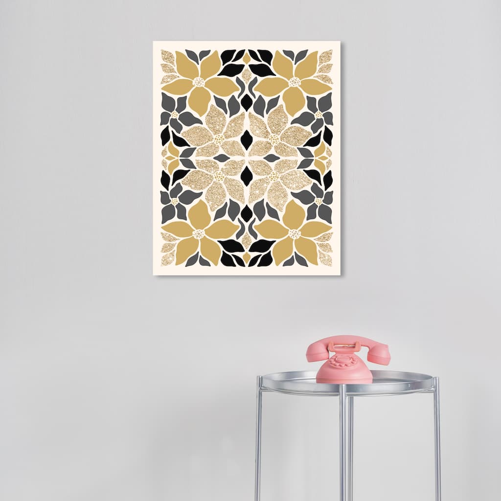 Wynwood Studio Canvas Floral and Botanical Holidays Golden Season Gold Glam Wall Art Canvas Print