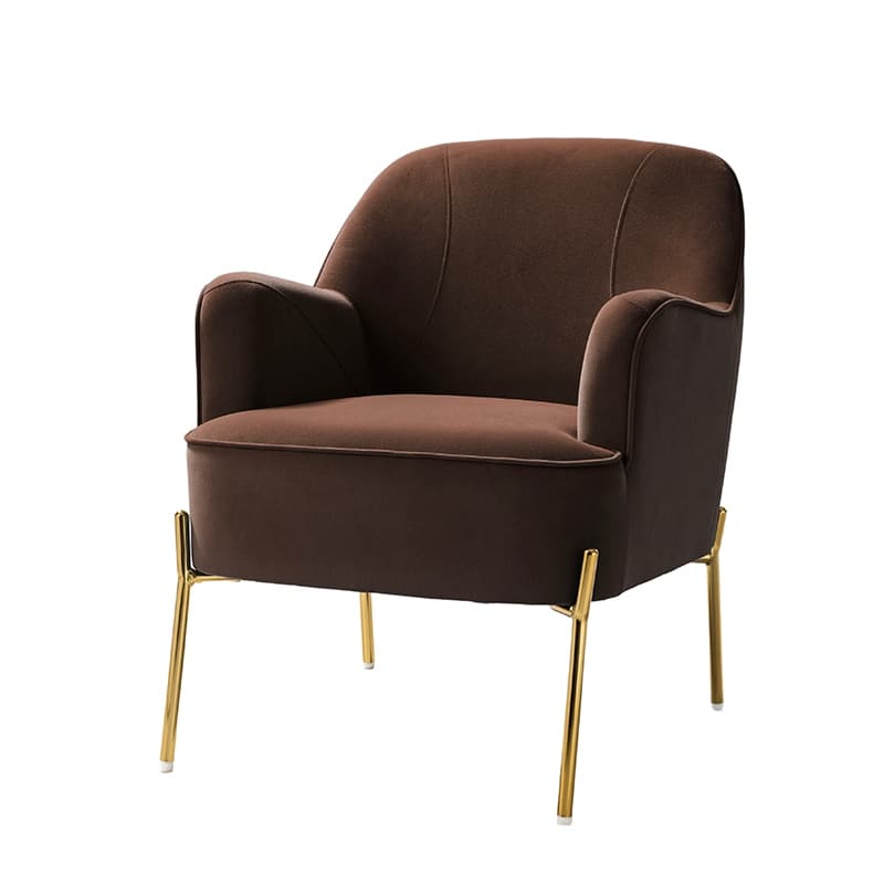 Marina Modern Velvet Accent Chair with Golden Legs Set of 2 by HULALA HOME