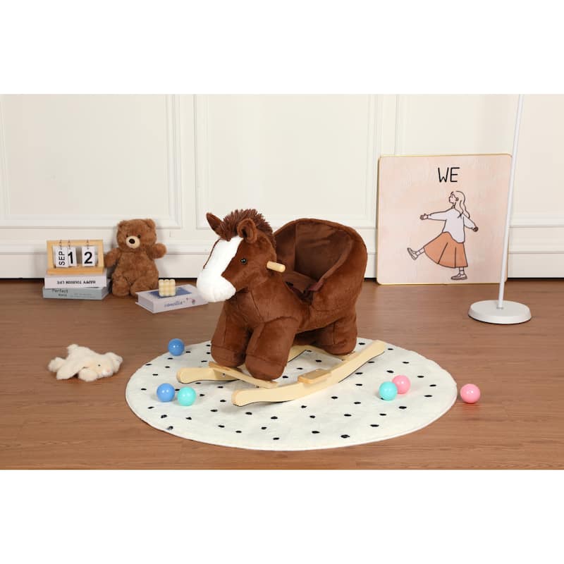 Anmytek Rocking Christmas Deer Toy Plush Interactive Toddler Rocker with Sound Motor Skills Gift