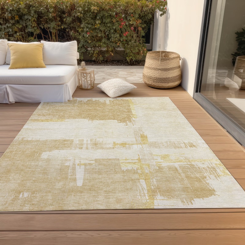 Machine Washable Indoor/ Outdoor Chantille Abstract Modern Rug