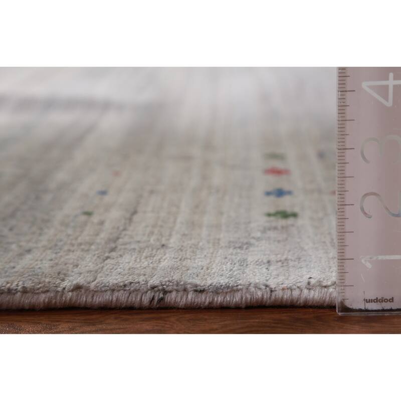 Hand Knotted Oriental 100% Wool Carpet Tribal Stripe Greys & Charcoal Gabbeh Area Rug - 12' 0'' X 8' 10''