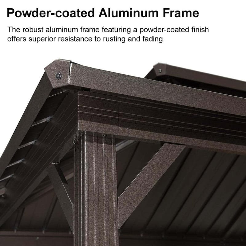 PURPLE LEAF Hardtop Grill Gazebo Galvanized Steel Roof Outdoor BBQ Canopy with Ceiling Hook and Shelves