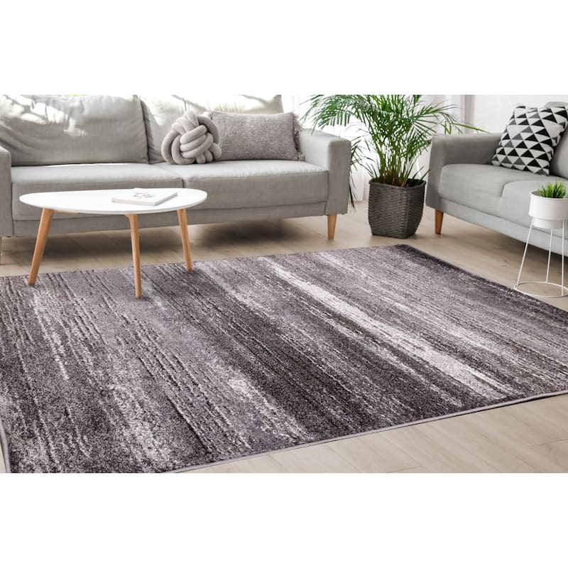 May Collection - Cream/Grey Distressed Lines Rug