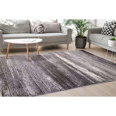May Collection - Cream/Grey Distressed Lines Rug
