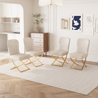 Set of 4 Dining Chair With Golden Metal Legs - Bed Bath & Beyond - 41629575