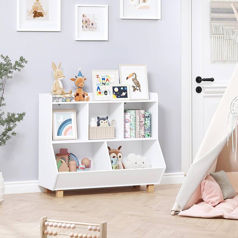 COSTARS Toy Storage Organizer, Kids Bookshelf and Toy Storage with Legs, 5 Cube Storage Organizer