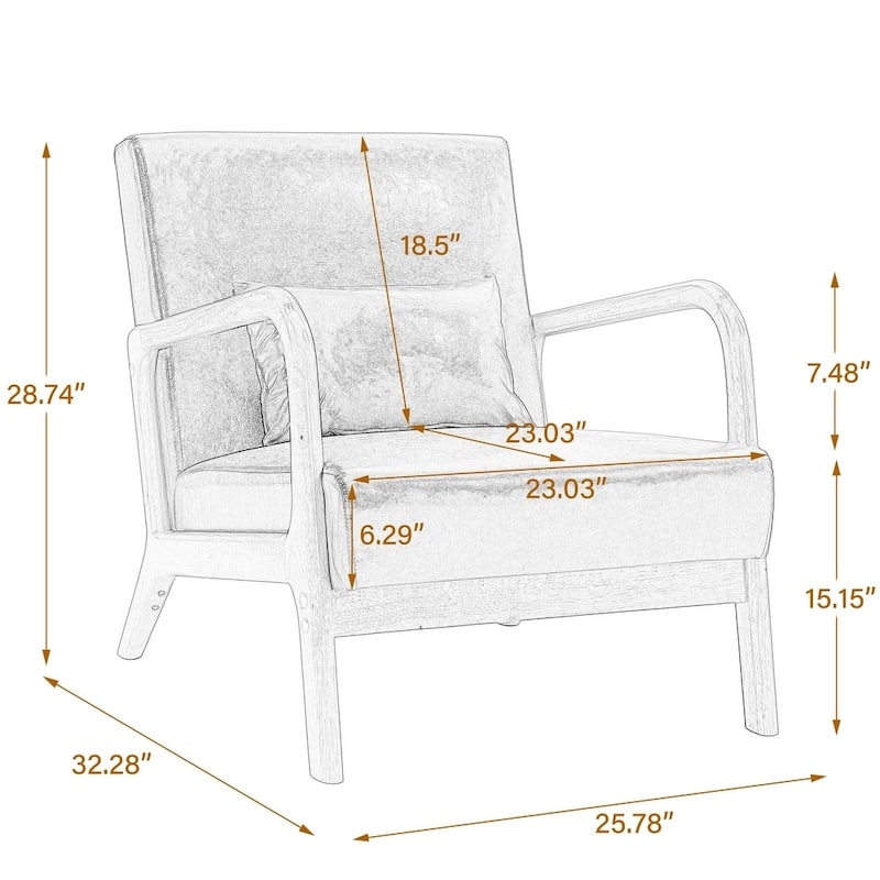 2 Set Upholstered Lounge Arm Chair with Pillow - Set of 2