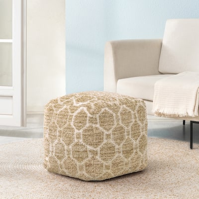 Jani 20-inch Ottoman Pouf - Handcrafted Handmade Round Ottoman for Seating, Footrest, Home Decor for Living Room, Bedroom
