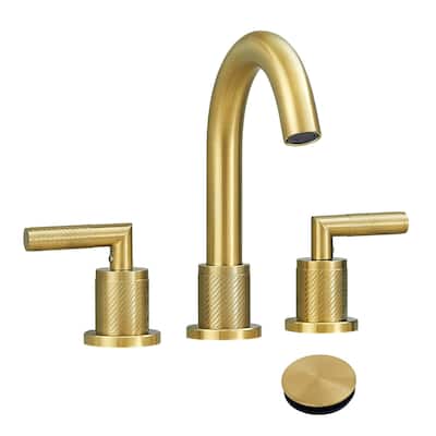 2 Handles Widespread Bathroom Sink Faucet 3 Holes Bathroom Faucet with Pop Up Drain Vanity Tap with CUPC Supply Hoses