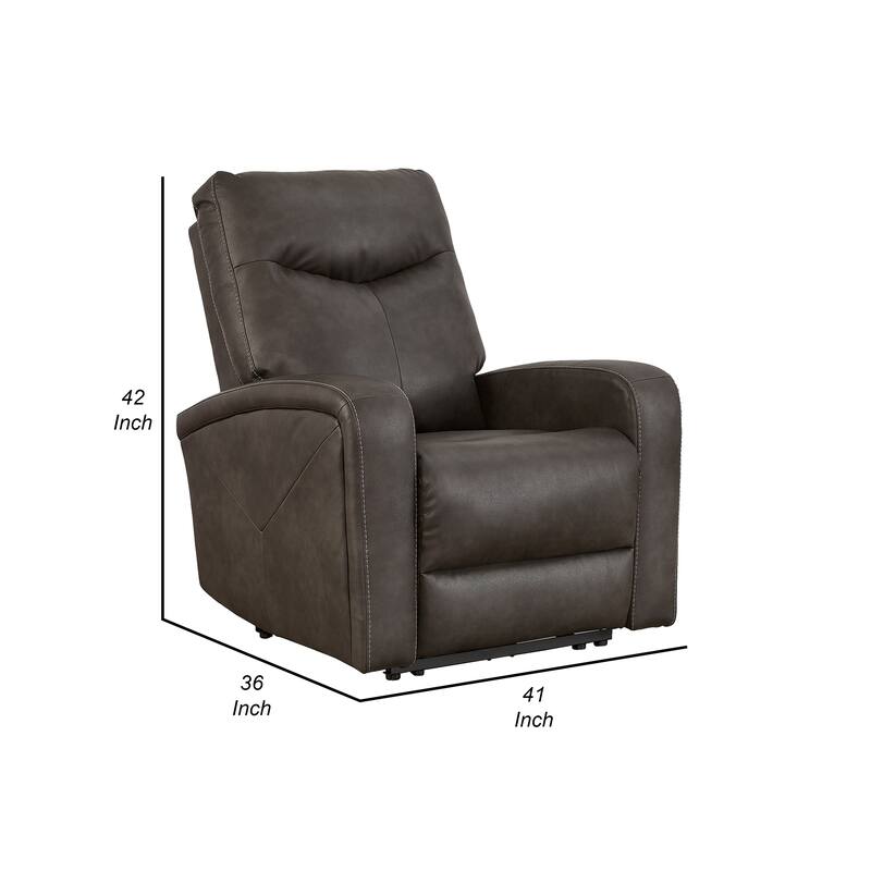 Aji 41 Inch Chair, Power Recliner with Adjustable Headrest, Quarry Gray