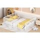 preview thumbnail 5 of 4, White Queen Size Metal Floor Bed Frame with Fence and Door