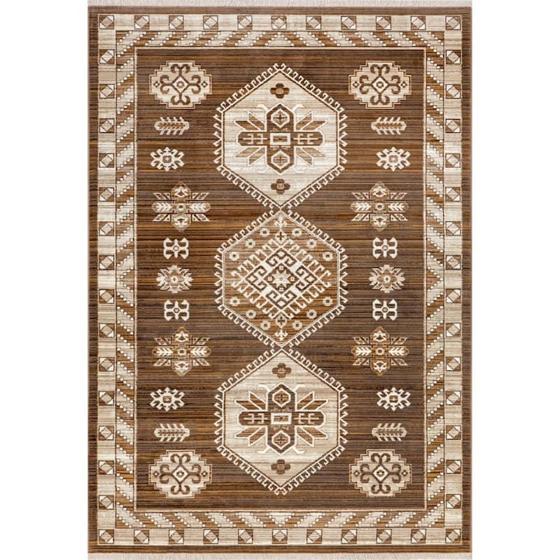 Nettle Leaf Fringed Area Rug