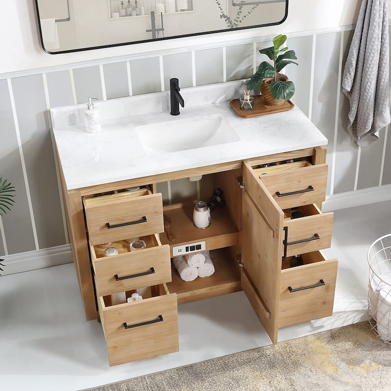 San Single Bath Vanity with Composite Stone Top without Mirror